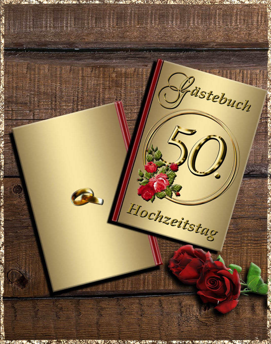 50 Jahre - goldene Hochzeit - Gästebuch gold